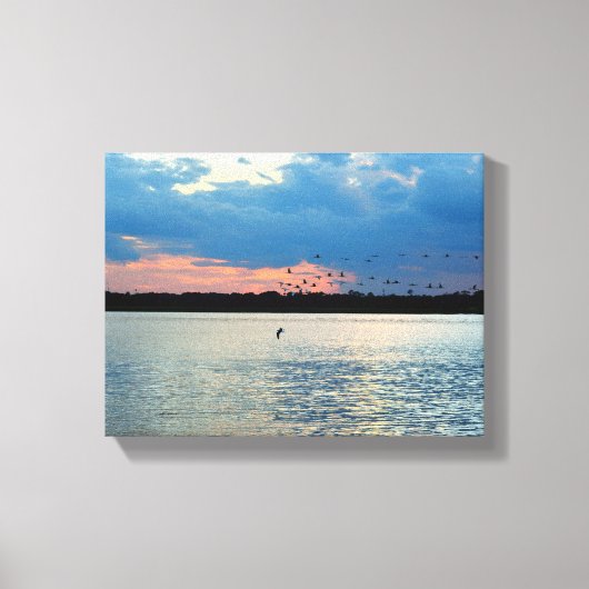 Vögel wandern bei Sonnenuntergang Leinwanddruck (Vorderseite)