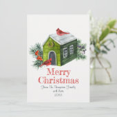 Vögel Weihnachten Rote Kardinäle Robins Wasserfarb (Stehend Vorderseite)