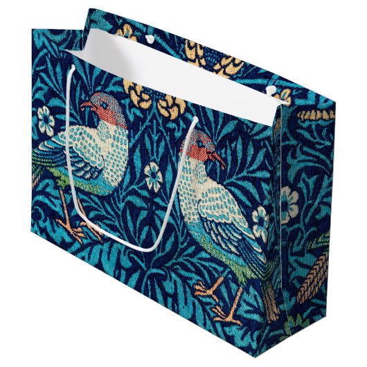 Vögel, William Morris große Geschenktasche Geschenktüte (Vorderseite Schrägansicht)