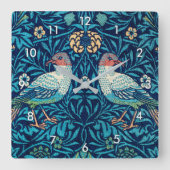 Vögel, William Morris Quadratische Wanduhr (Vorderseite)