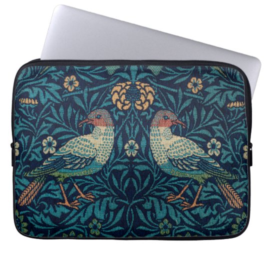 Vögel William Morris. Vintages Blaues Tier Laptopschutzhülle (Vorderseite)