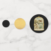 Vogel Winter Kabine Szene in Gold Birdcage Black Konfetti (Vorderseiten)