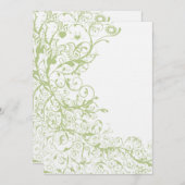 Vögel & Wirbel Hochzeit lädt Grüne Hydrangea #28 e Einladung (Vorne/Hinten)