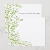 Vögel & Wirbel Hochzeit RSVP Grüne Hydrangea #31 Karte (Vorne/Hinten)