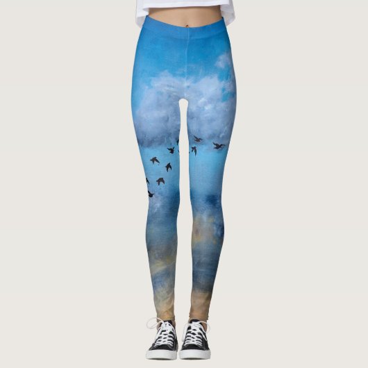 Vögel Wolken Herbst Himmelsornithologen Leggings (Vorderseite)