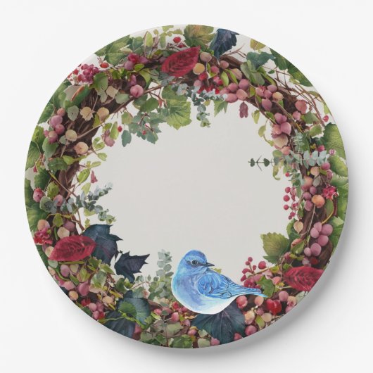 Vogel & Wreath Party Plate Pappteller (Vorderseite)