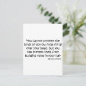 Vögel, Zitat von Sorrow Postkarte (Stehend Vorderseite)