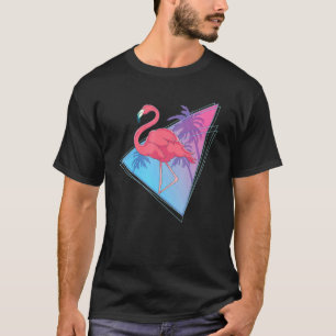 Vogel Zoo Tier Palmen 90er Vaporwave Flamingo T-Shirt
