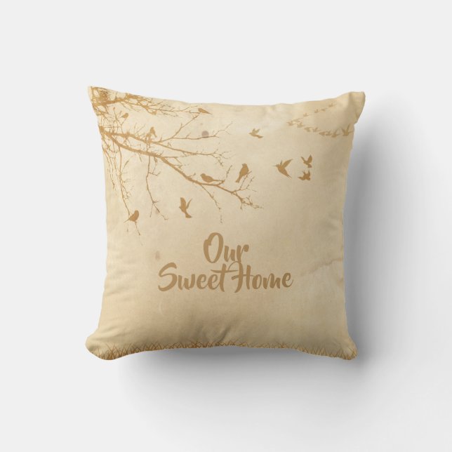 Vogel-Zuhause-Baum Kissen (Vorderseite)