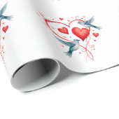 Vögel zum Valentinstag Geschenkpapier (Rolleneckpunkt)