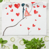 Vögel zum Valentinstag Geschirrtuch (Gefaltet)