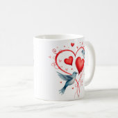 Vögel zum Valentinstag Kaffeetasse (VorderseiteRechts)