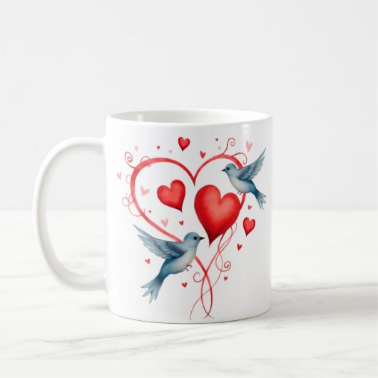 Vögel zum Valentinstag Kaffeetasse (Links)