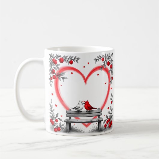 Vögel zum Valentinstag Kaffeetasse (Links)