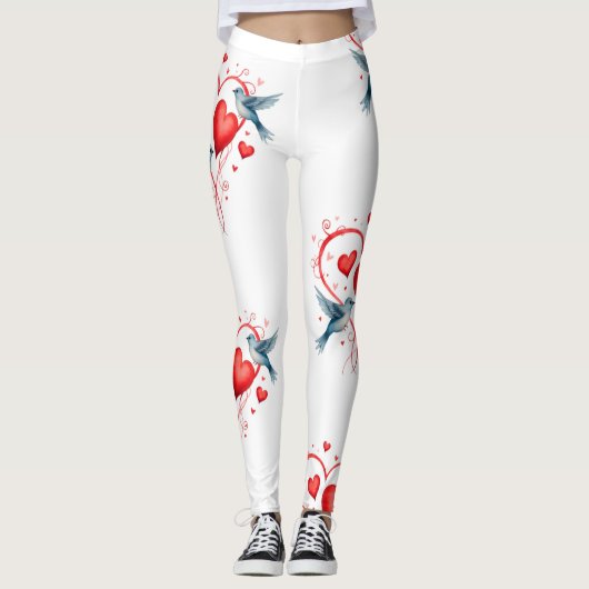 Vögel zum Valentinstag Leggings (Vorderseite)
