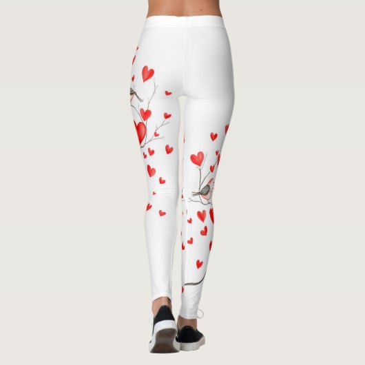 Vögel zum Valentinstag Leggings (Rückseite)