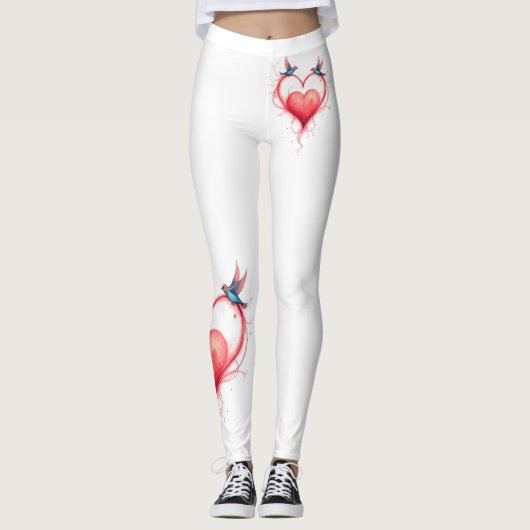 Vögel zum Valentinstag Leggings (Vorderseite)