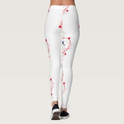 Vögel zum Valentinstag Leggings (Rückseite)