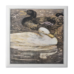 Vögel zwei Enten Viktorianische Kunst Fliese