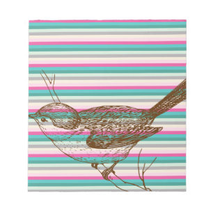 Vogel Zweig Tiere Natur farbenfrohes Muster Kunst Notizblock