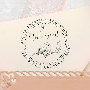 Vogelabbildungen Familienname Runde Rücksendeadres Permastempel