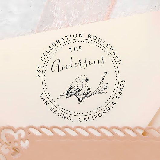 Vogelabbildungen Familienname Runde Rücksendeadres Permastempel