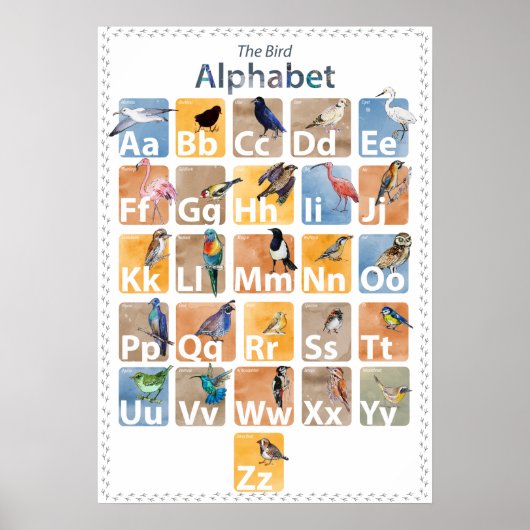 Vogelalphabet Poster (Vorne)