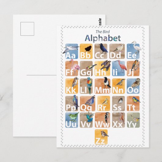 Vogelalphabet Postkarte (Vorne/Hinten)