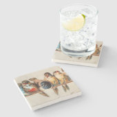 Vogelart und Taube Steinuntersetzer (Seitenansicht)