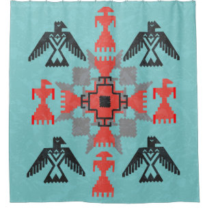 Vogelarten aus Navajo, Vintager ethnischer Stamm. Duschvorhang