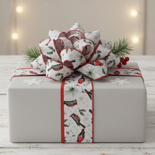 Vogelarten in Rot und Grau, Muster und Muster Ripsband