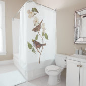 Vogelarten mit Weißwurmblättern, Audubon mit Blume Duschvorhang (Beispiel)