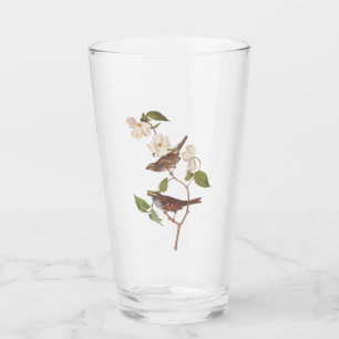 Vogelarten mit Weißwurmblättern, Audubon mit Blume Glas