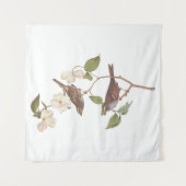 Vogelarten mit Weißwurmblättern, Audubon mit Blume Wandteppich (Vorderseite)