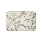 Vogelast Wasserfarbe Beige Naturmalerei Badematte (Vorderseite)