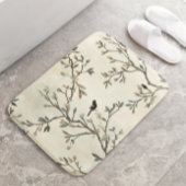 Vogelast Wasserfarbe Beige Naturmalerei Badematte