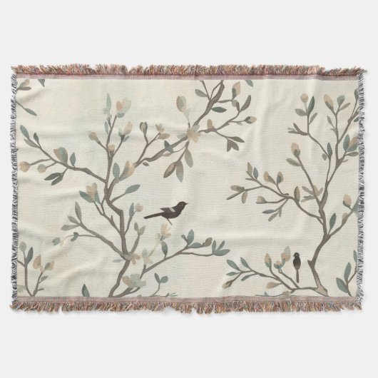 Vogelast Wasserfarbe Beige Naturmalerei Decke (Vorderseite)