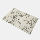 Vogelast Wasserfarbe Beige Naturmalerei Fußmatte (Schrägansicht)