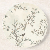Vogelast Wasserfarbe Beige Naturmalerei Getränkeuntersetzer (Vorne)