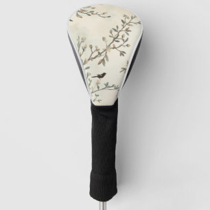 Vogelast Wasserfarbe Beige Naturmalerei Golf Headcover