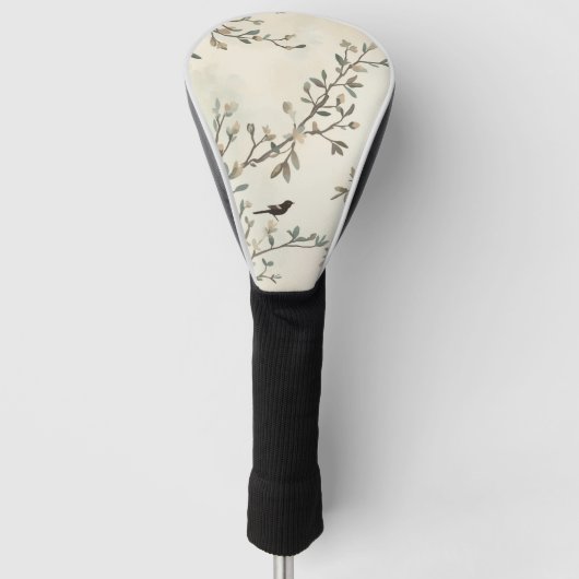 Vogelast Wasserfarbe Beige Naturmalerei Golf Headcover (Vorderseite)