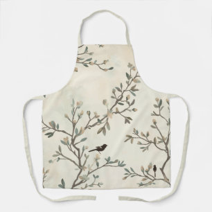Vogelast Wasserfarbe Beige Naturmalerei Schürze