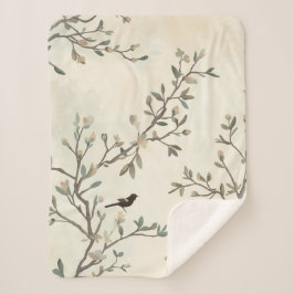 Vogelast Wasserfarbe Beige Naturmalerei Sherpadecke