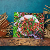 Vogelaugen-Chili-Paprikaschoten Fotoplatte (Seite)