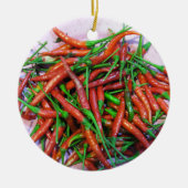 Vogelaugen-Chili-Paprikaschoten Keramik Ornament (Vorne)