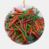 Vogelaugen-Chili-Paprikaschoten Keramik Ornament (Hinten)