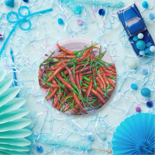 Vogelaugen-Chili-Paprikaschoten Pappteller (Party)