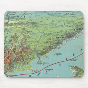 Vogelaugen-Karte mit Blick auf New York und Vicini Mousepad