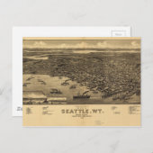 Vogelaugenblick in Seattle, Washington (1884) Postkarte (Vorne/Hinten)