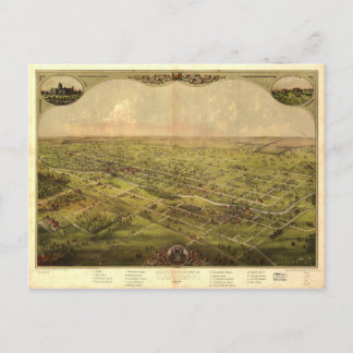 Vogelaugenblick von Lansing, Michigan (1866) Postkarte